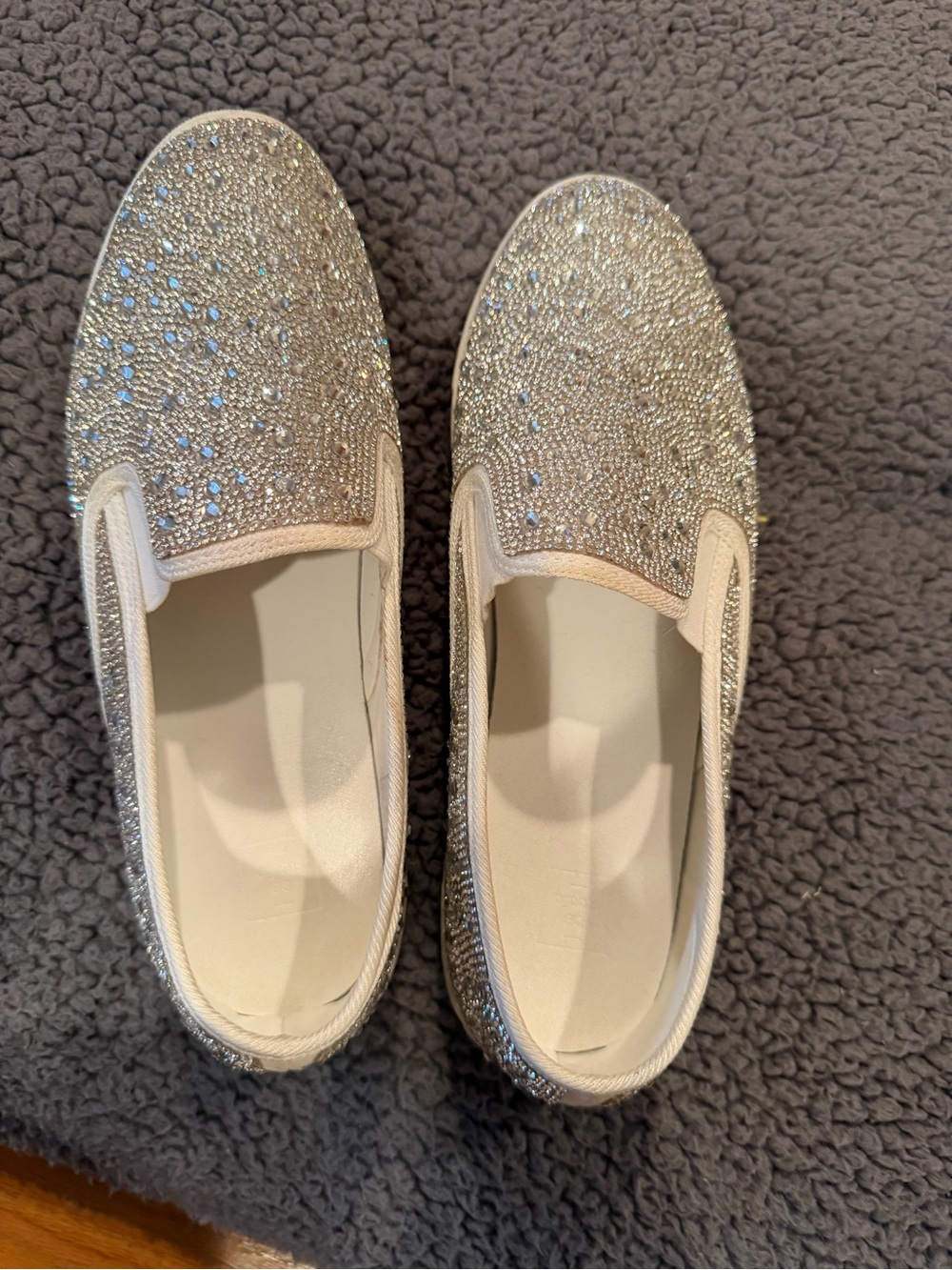Aldo Silver Crystal-Embellished Slip-On Flats